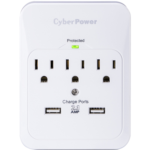 CyberPower 3-Outlet Professional Surge Protector with 2 USB Charging Ports - CSP300WUR1
