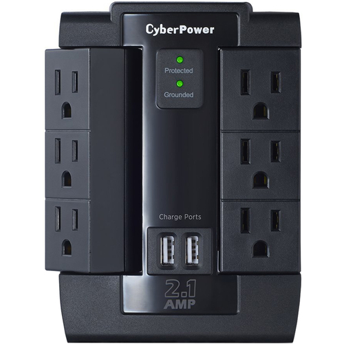 CyberPower 6-Outlet Professional Surge Protector with 2 USB Charging Ports - CSP600WSU