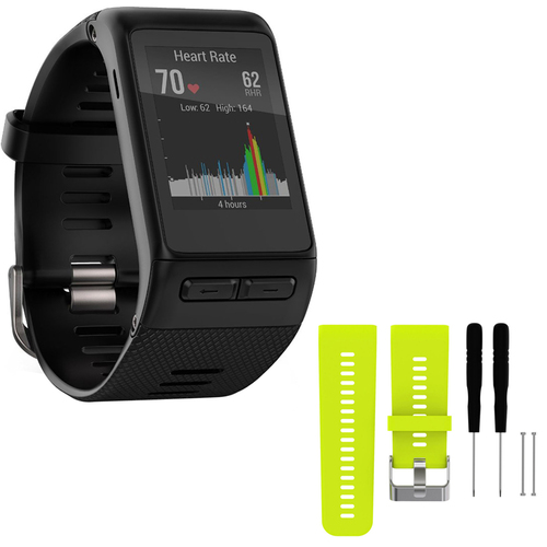 Garmin vivoactive GPS Smartwatch Regular Fit Black w/ Silicone Band Strap + Tools Lime