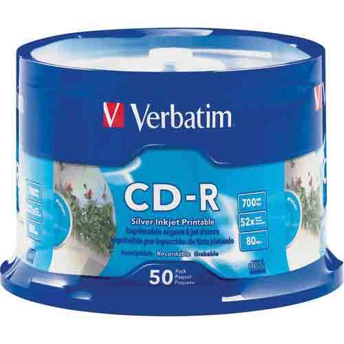 Verbatim CD-R 700MB 52X with Branded Surface - 50pk Spindle - 120mm