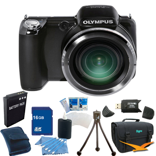 Olympus SP-810UZ iHS Digital Camera (Black) 16 GB Bundle