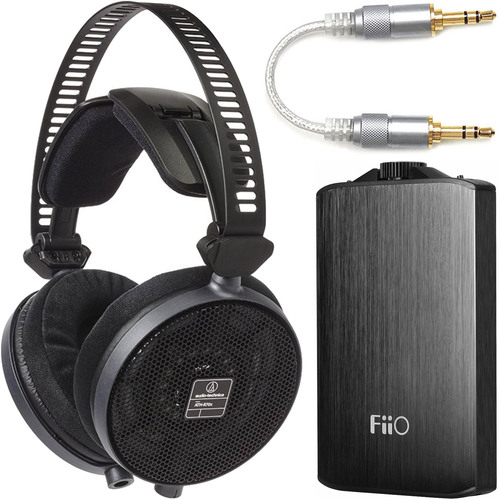 Audio-Technica R70X Professional Open-Back Reference Headphones + FiiO A3 Amp Bundle (Black)