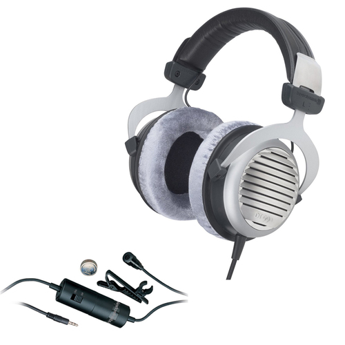 BeyerDynamic DT 990 Premium Headphones 32 OHM 483958 with Audio Technica Clip On Microphone