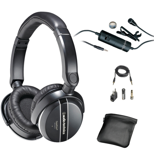 Audio-Technica QuietPoint Active Noise-Canceling Headphones And Travel Case with Microphone