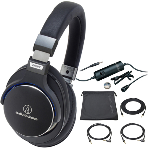 Audio-Technica SonicPro Over-Ear High-Res. Audio Headphones Black ATH-MSR7BK with Microphone