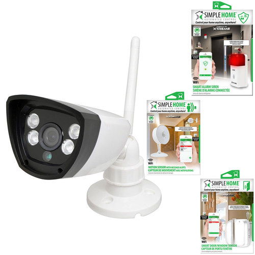 Simple Home Wi-Fi Smart Door & Window Sensor w/ Outdoor Camera, Alarm, Motion Sensor
