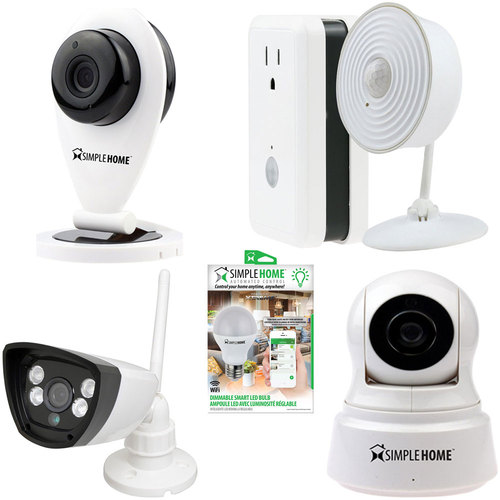 Simple Home Wi-Fi Motion Sensor w/ Security Camera, Outdoor Camera, Pan & Tilt Camera, Bulb