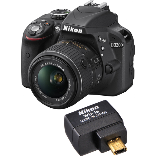 Nikon D3300 24.2MP HD DSLR Camera w/ 18-55mm VR II Lens + Wifi Adapter - Refurbished