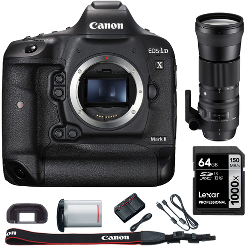Canon EOS-1D X Mark II Digital SLR Camera Body + 150-600mm OS HSM Zoom Lens Kit
