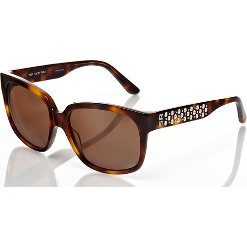 Sonia Rykiel Tortoise-Brown Sunglasses with Silver-Studded Detail - OPEN BOX