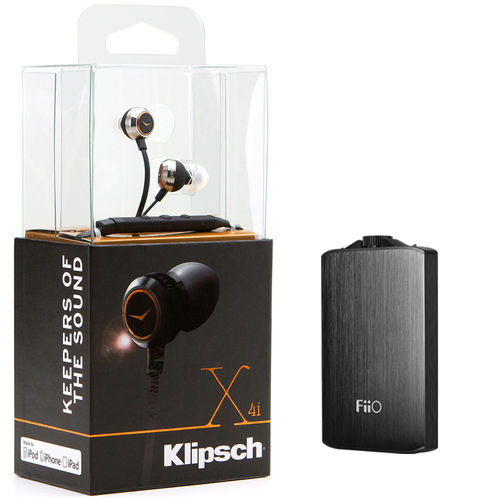 Klipsch Reference X4i In-Ear Headphones w/ In-Line iOS Remote & Mic + Amplifier Bundle