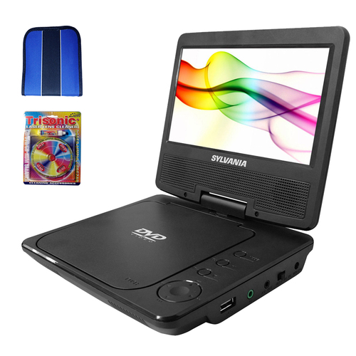 Sylvania 7` Swivel Screen Portable DVD Player-Essentials Bundle