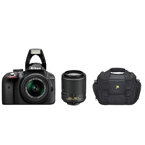 Nikon Refurbished D3300 24.2MP DSLR with 18-55 and 55-200 VR II Lenses & Case Bundle