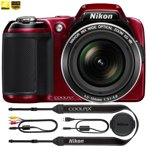 Nikon COOLPIX L810 16.1 MP 3` LCD Digital Camera - Red - (Certified Refurbished)