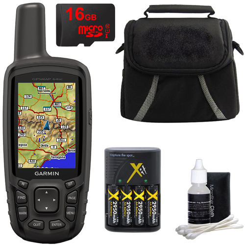 Garmin GPSMAP 64sc Handheld GPS - 1 Year BirdsEye 010-01199-30 w/ 16GB Micro SD Bundle