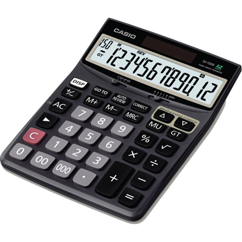 Casio, Inc. Check & Correct Desk Calculator, 1.37` x 5.51` x 7.51`, Black, DJ120D