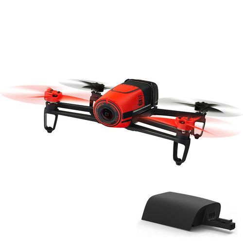 Parrot BeBop Drone 14 MP Full HD 1080p Fisheye Camera Quadcopter (Red) w/ Extra Battery