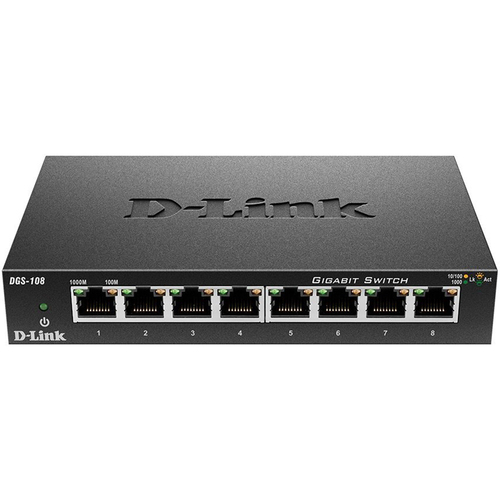 D-Link Switch 8-Port Gigabit Ethernet Desktop Switch - DGS-108