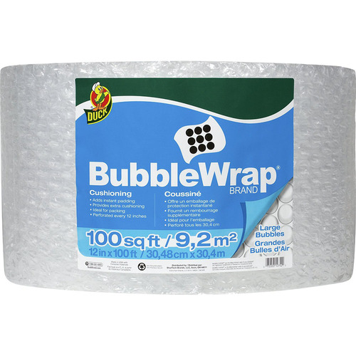 Duck Bubble Wrap Cushioning, Large Bubbles, 12 Inch x 100 Feet, Single Roll - 106190