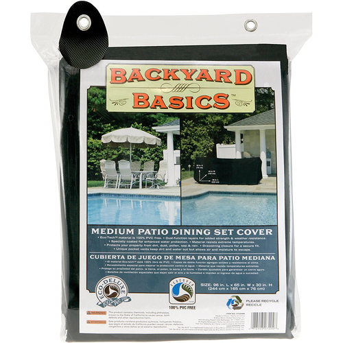 Backyard Basics 96-Inch Medium Patio Dining Set Cover( LX65in WX30in H 244cmX165cmX76cm) Black