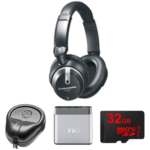 Audio-Technica Quitepoint Noise Canceling Headphones - ATHANC7B w/ FiiO Amp. Bundle