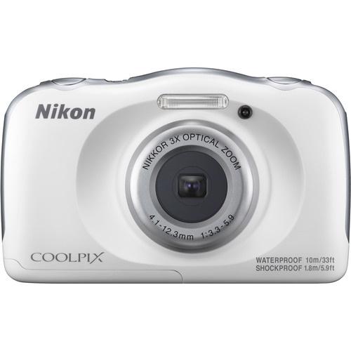 Nikon COOLPIX W100 13.2MP 1080P Waterproof Digital Camera + 3x Zoom Lens, WIFI - White