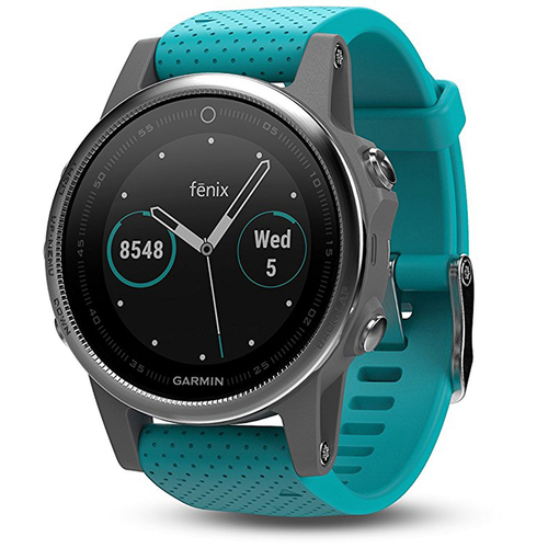 Garmin Fenix 5S Multisport 42mm GPS Watch - Silver with Turquoise Band