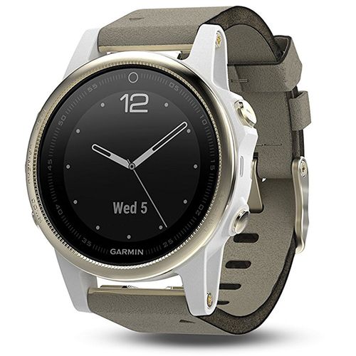 Garmin Fenix 5S Sapphire Multisport 42mm GPS Watch - Champagne with Gray Suede Band