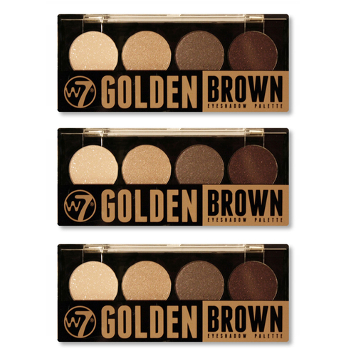 W7 Quad-Eyeshadow Palette Golden Brown - 3 Pack