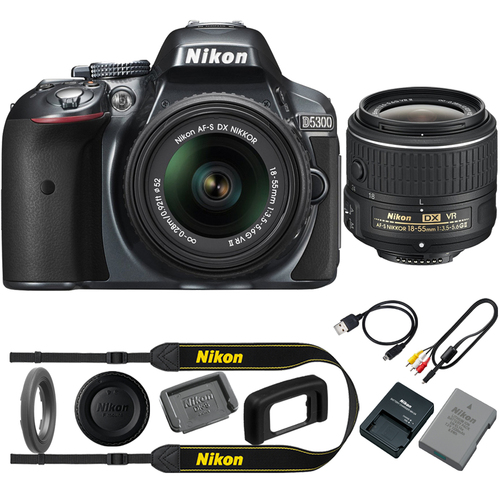 Nikon D5300 DX-Format Digital SLR Camera Kit w/ 18-55mm DX VR II Lens Grey Refurbished