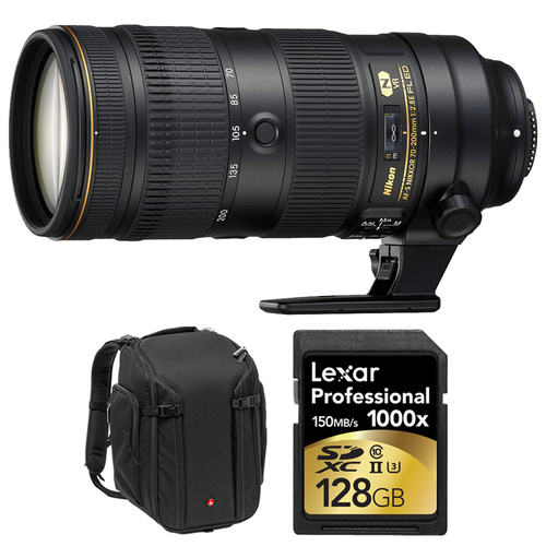Nikon AF-S NIKKOR 70-200mm f/2.8E FL ED VR Zoom Lens w/ Camera Backpack Bundle