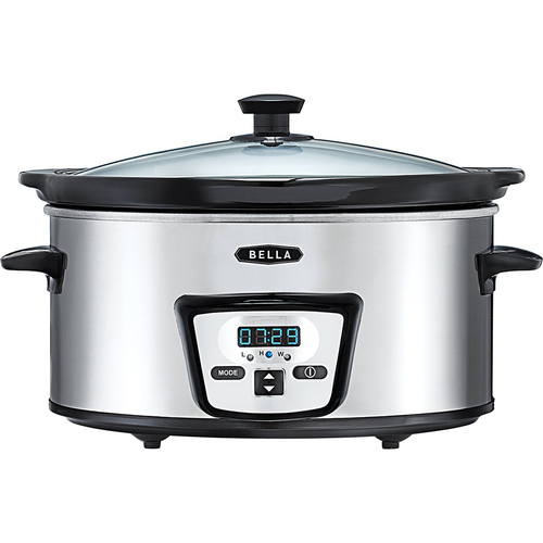 Bella 5 Quart Programmable Slow Cooker, Polished Stainless Steel 13973W