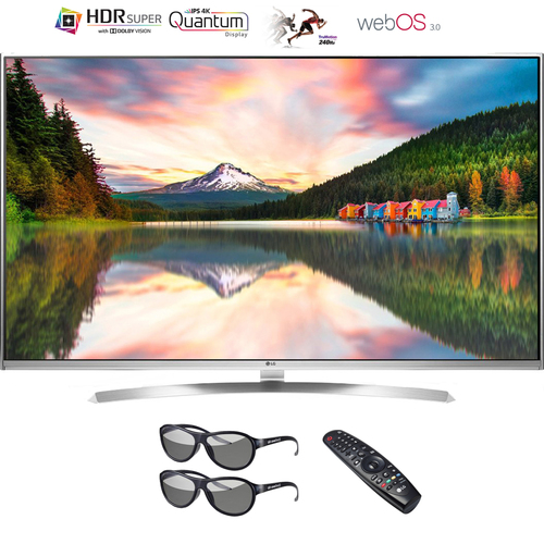 LG 65` 4K Super UHD HDR 240Hz Smart 3D LED TV w/ Remote & 3D Glasses - Refurbisheds