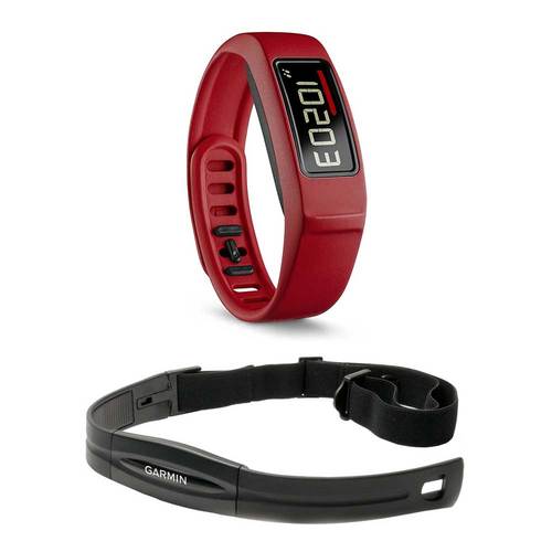 Garmin Vivofit 2 Bluetooth Fitness Band Bundle with Heart Rate Monitor (Red)