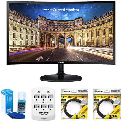 Samsung CF390 Series Curved 24` Screen LED-lit Monitor with Accessories Bundle