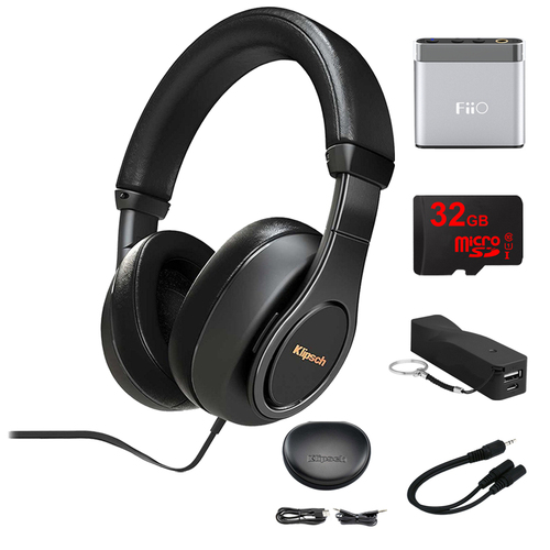 Klipsch Reference Over-Ear Headphones (Black) w/ FiiO Portable Amplifier Bundle