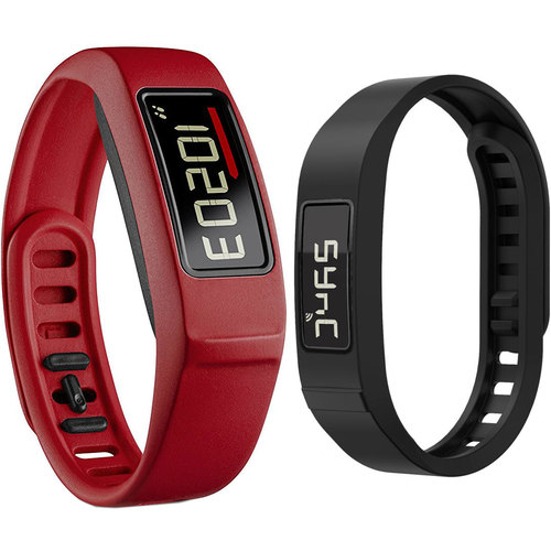 Garmin Vivofit 2 Bluetooth Fitness Band (Red) with Replacement Black Band