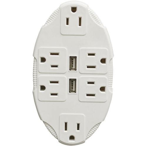 30420 Transformer Tap USB w/ 6-Outlet Wall Adapter and 2 Ports