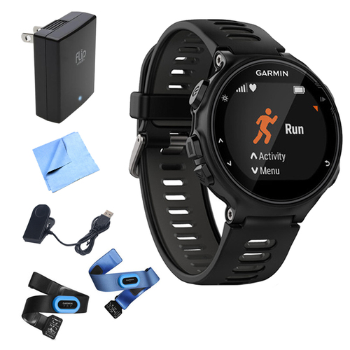 Garmin Forerunner 735XT GPS Running Watch (Black/Gray) w/ Accessories Bundle