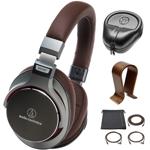 Audio-Technica SonicPro Over-Ear High-Res Audio Headphones Grey  w/ Stand Bundle