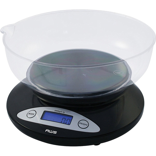 American Weigh Scales Black 2000G Capacity Digital Kitchen Scale - 2K-BOWL-BK