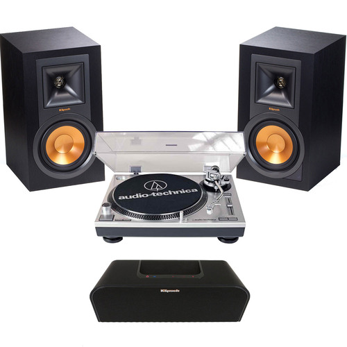 Klipsch R-15PM Powered Monitor Speakers + Professional Stereo Turntable & Bluetooth Kit