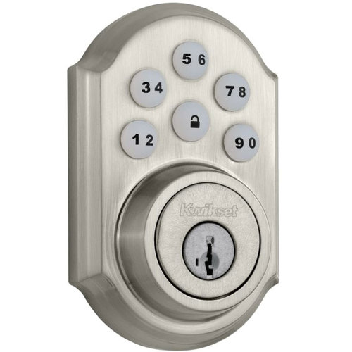 Kwikset SmartCode Z-wave Voice Control Deadbolt Door Lock, Satin Nickel