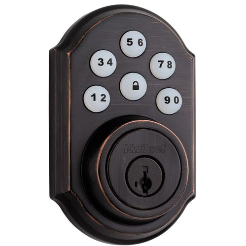 Kwikset SmartCode Z-wave Voice Control Deadbolt Door Lock, Venetian Bronze