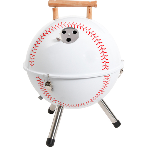 Gibson 12` Home Baseball BBQ Steel Grill with Wood Handle in White - 107190.01