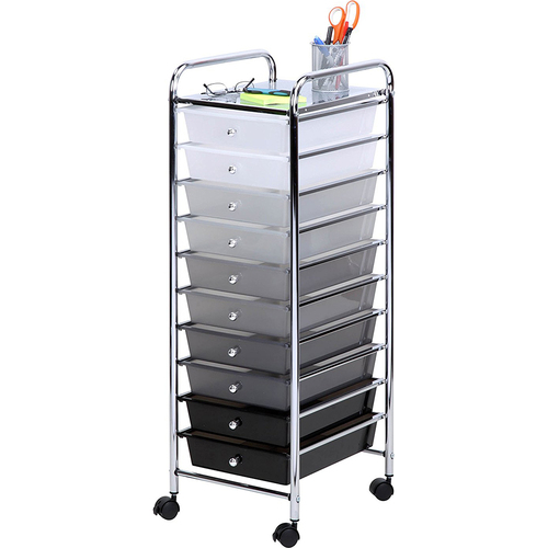 Honey-Can-Do 10-Drawer Rolling Office Organizer Cart in Shaded - CRT-05255