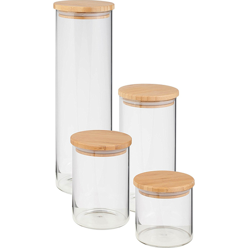 Honey-Can-Do 4-Piece Jar Storage Set Bamboo - KCH-06527