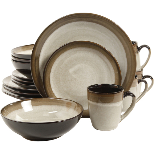 Gibson GE Couture Bands DW Brown 16pc Kitchenware
