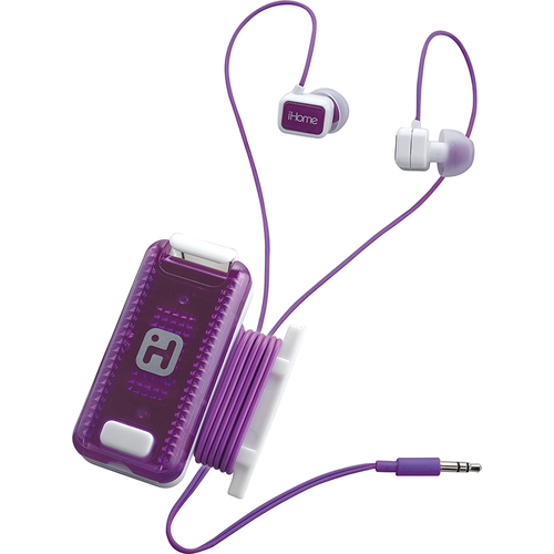 iHome Fitness Earbuds with Clip-On LED Safety Flasher and Cord Wrap - iB12WU