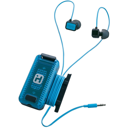 iHome Black/Blue Fitness Earbuds with Clip-On LED Safety Flasher & Cord Wrap - iB12BL